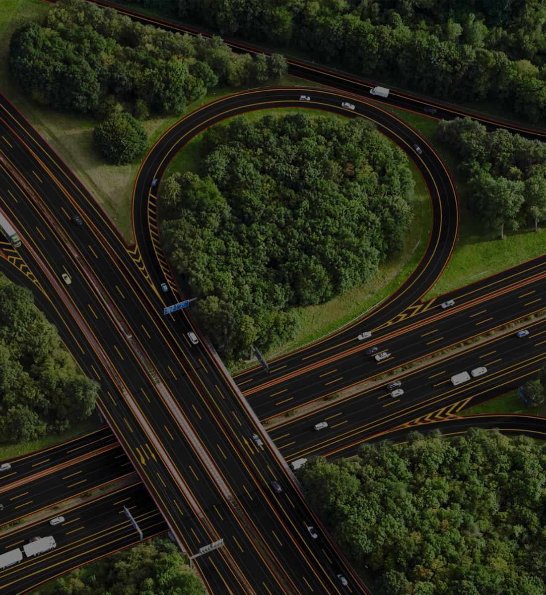 complicated highway system from high view