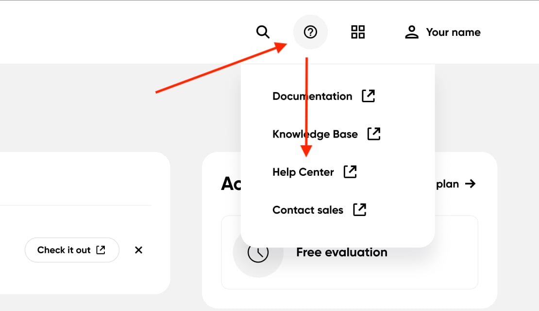 how to navigate to the Help Center - Dashboard
