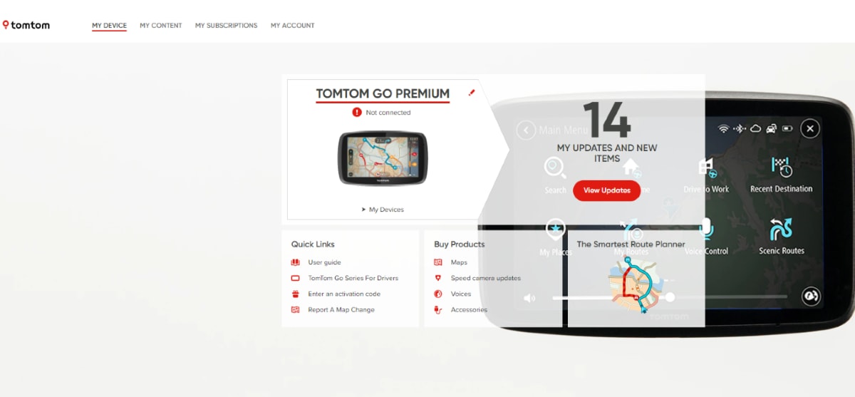 tomtom mydrive connect interface