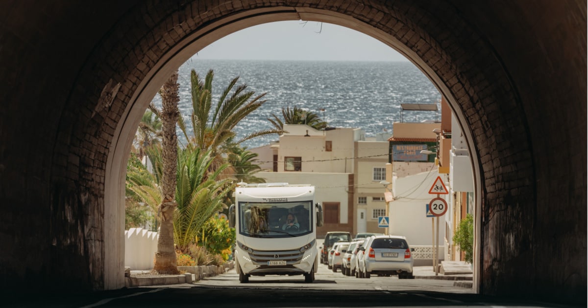 a camper coming to a tunnel