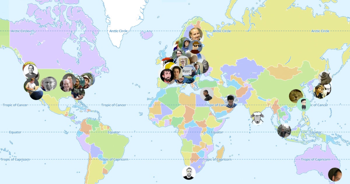 MapLibre map of its contributors