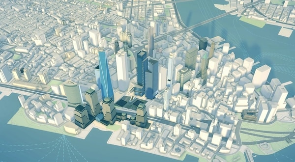 A 3D image of New York in TomTom Orbis Maps.
