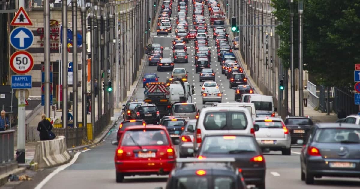 Highway with lots of traffic