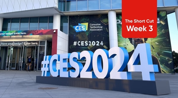 A picture of the CES2024 logo outside the convention center