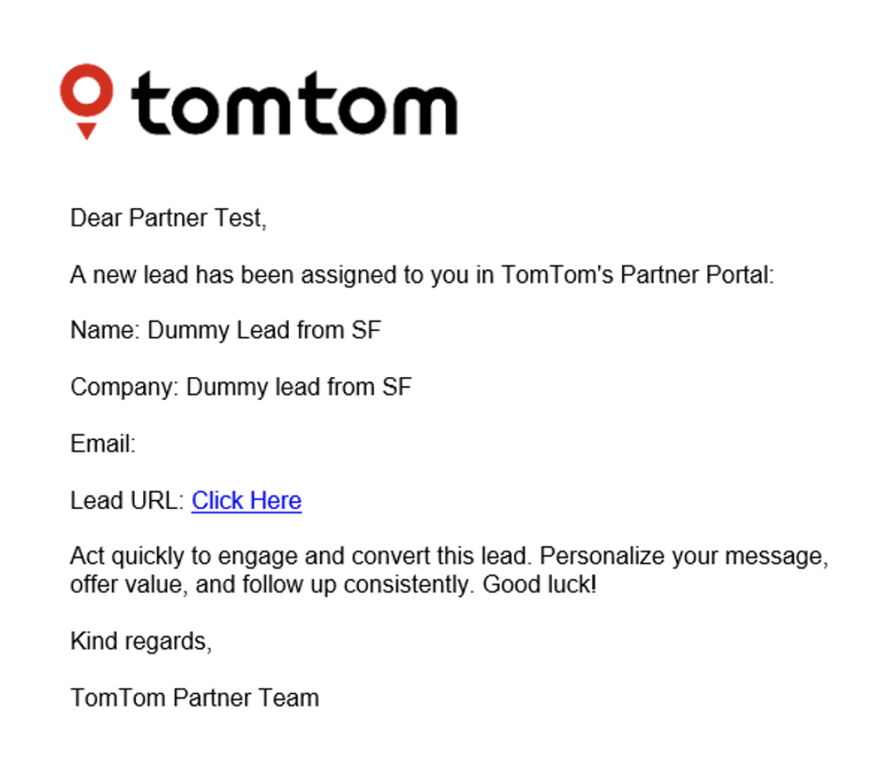 illustations in lead page from TomTom's partner portal