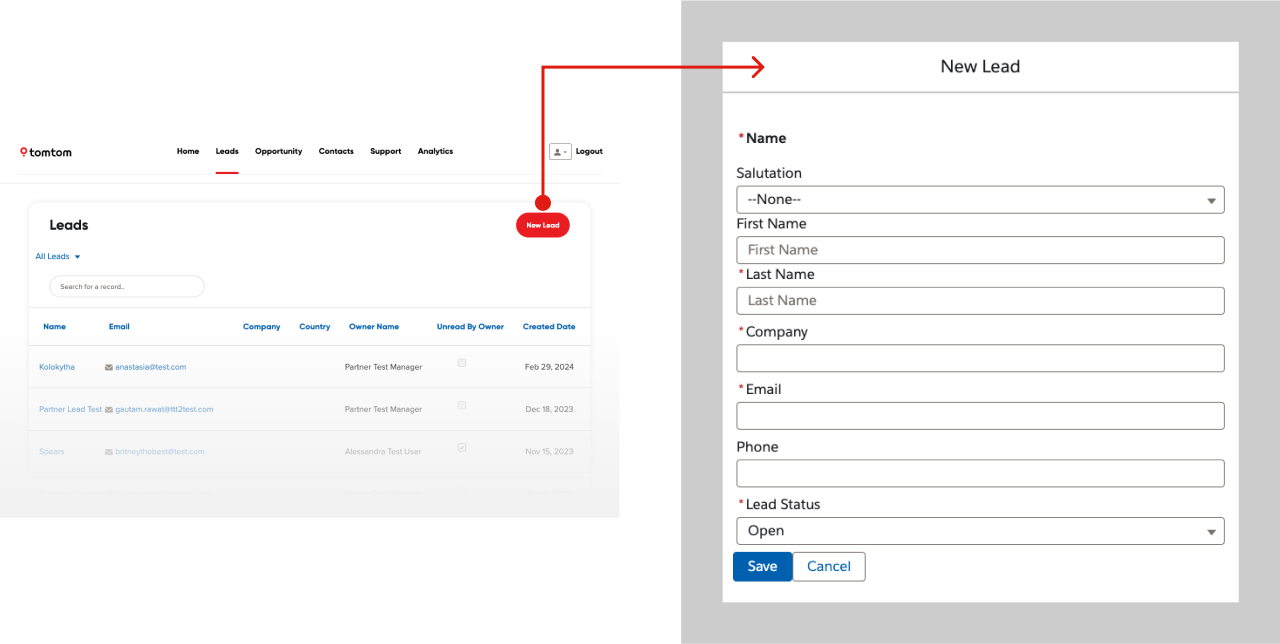 illustations in lead page from TomTom's partner portal