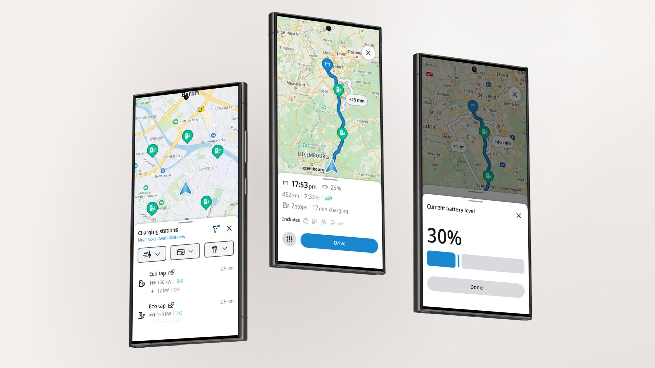 TomTom App screenshot of EV functionality