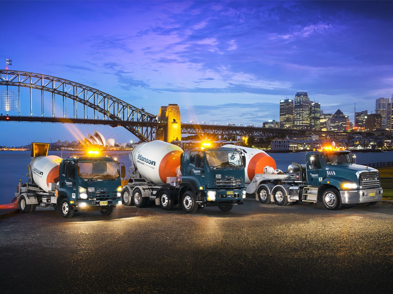 Hanson trucks lined up