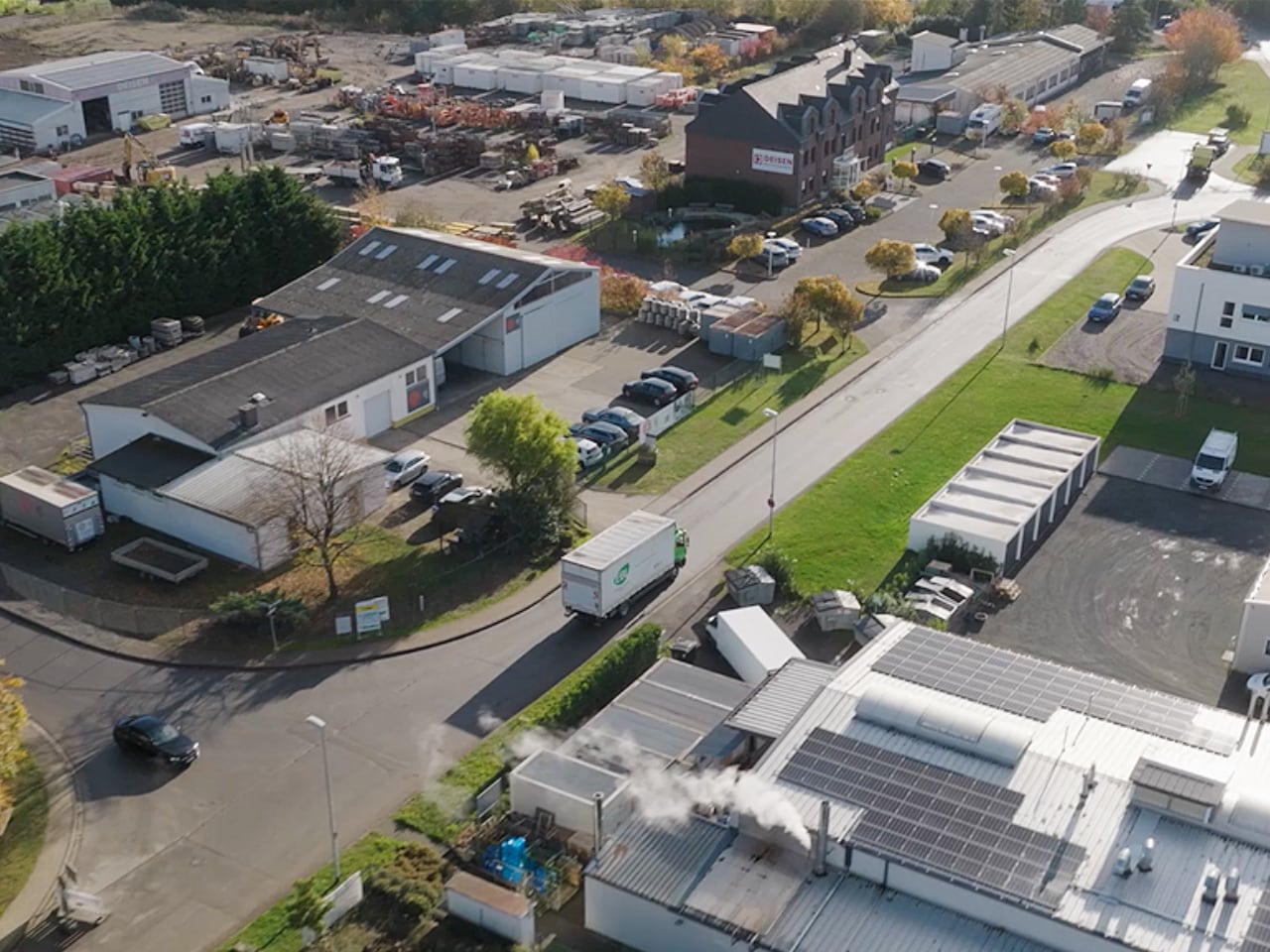 high view of roads in a residential area