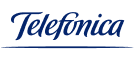 Logo of Telefónica in blue cursive text with an underline.