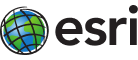 Esri logo featuring a stylized globe with blue oceans and green continents, next to the lowercase text "esri."