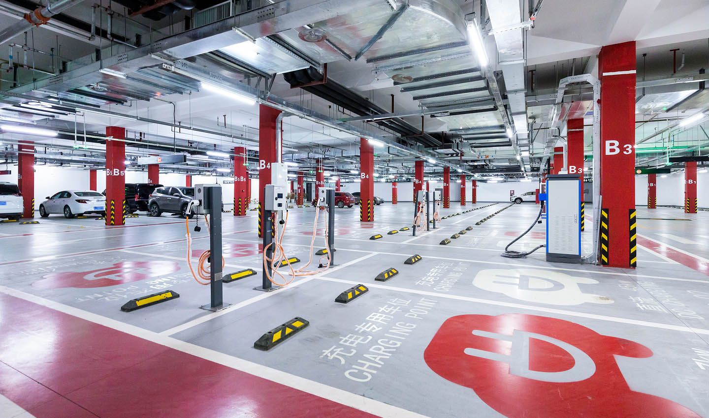 A picture of an EV charging station in China