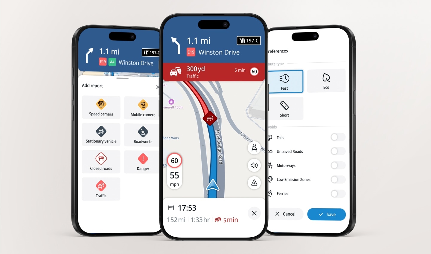 TomTom app and driver feedback options