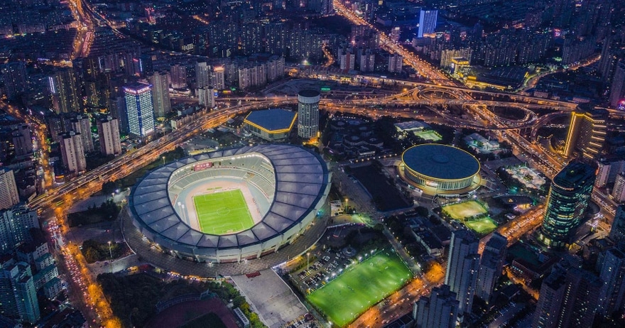Bird's eye view of a stadium in China
