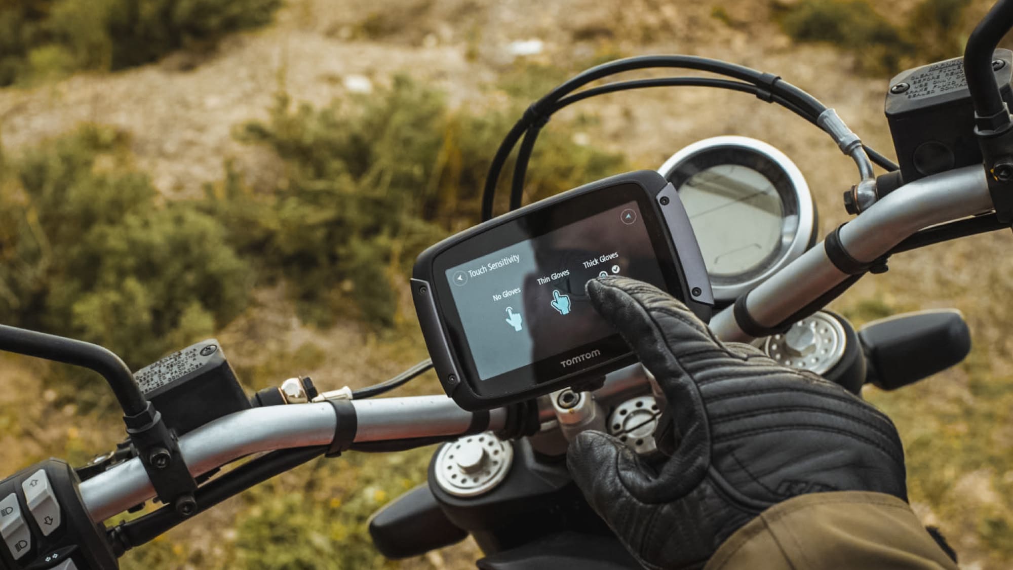 Rider using Motorcycle Sat Nav