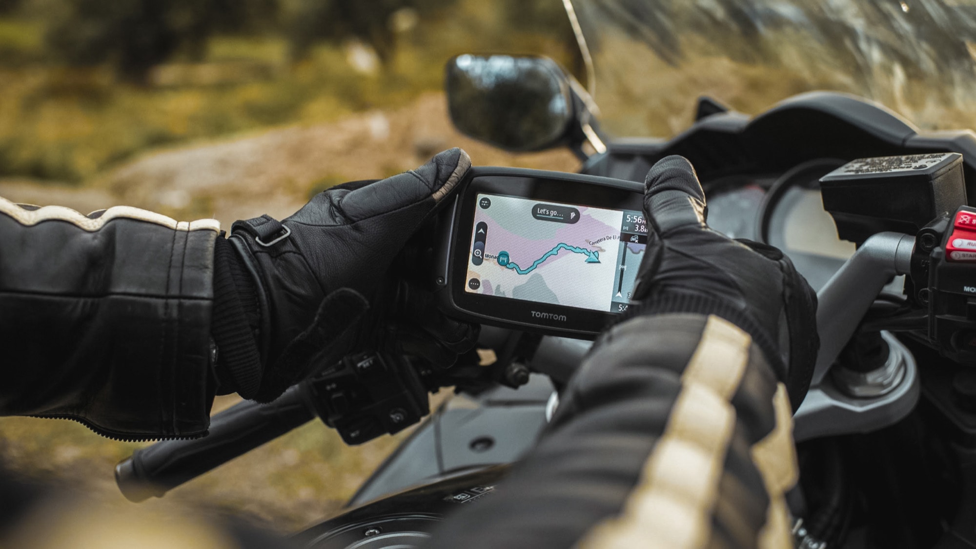 Rider using Motorcycle Sat Nav