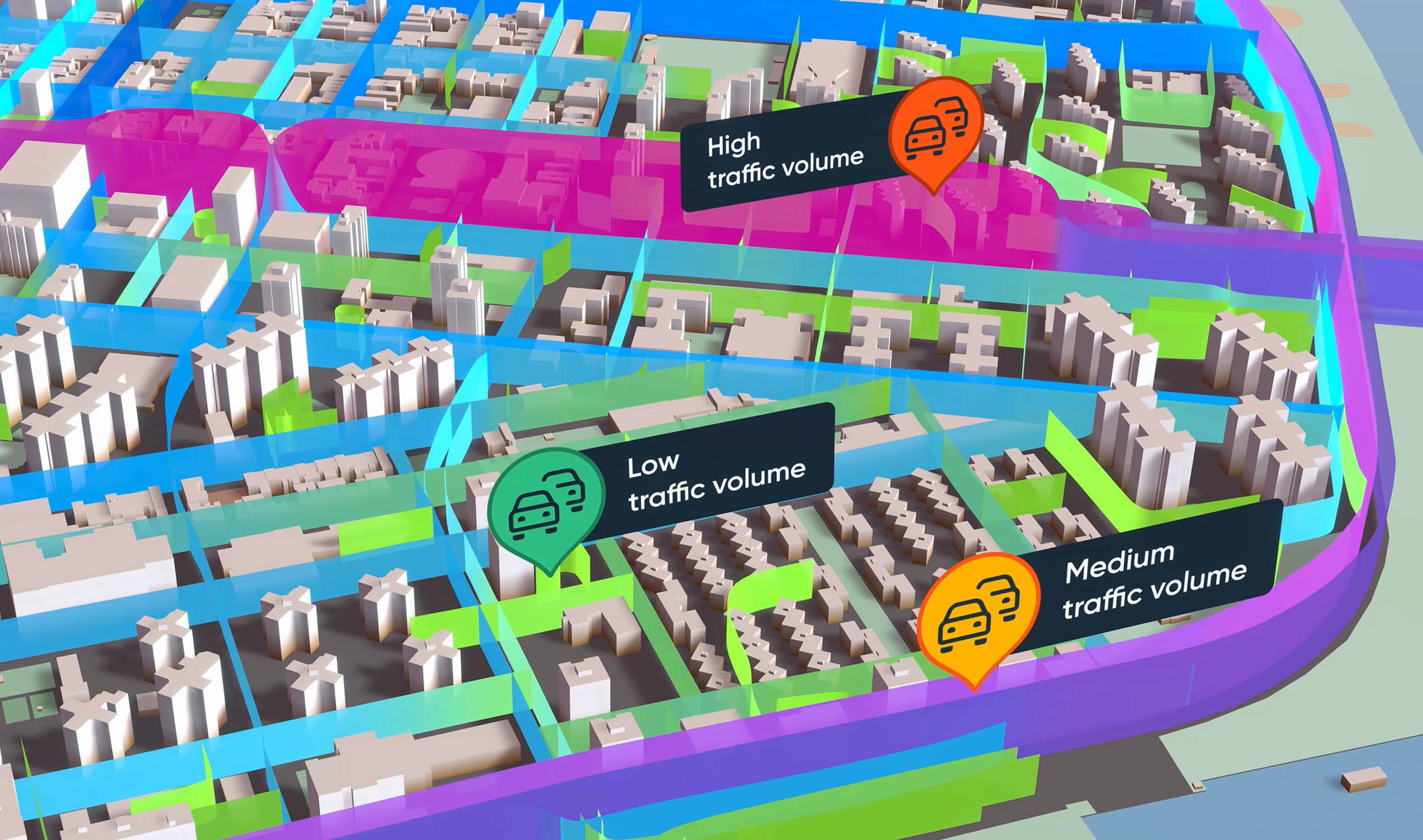 data visualization showing traffic volumes on road network