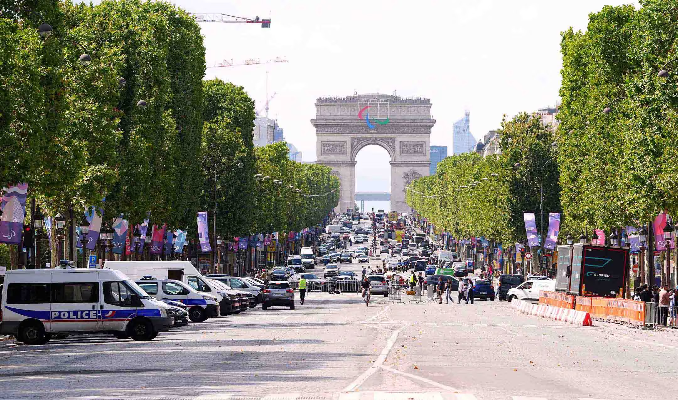 An image of Arc de Triomphe and Champs Elysses during the 2024 Olympics in Paris