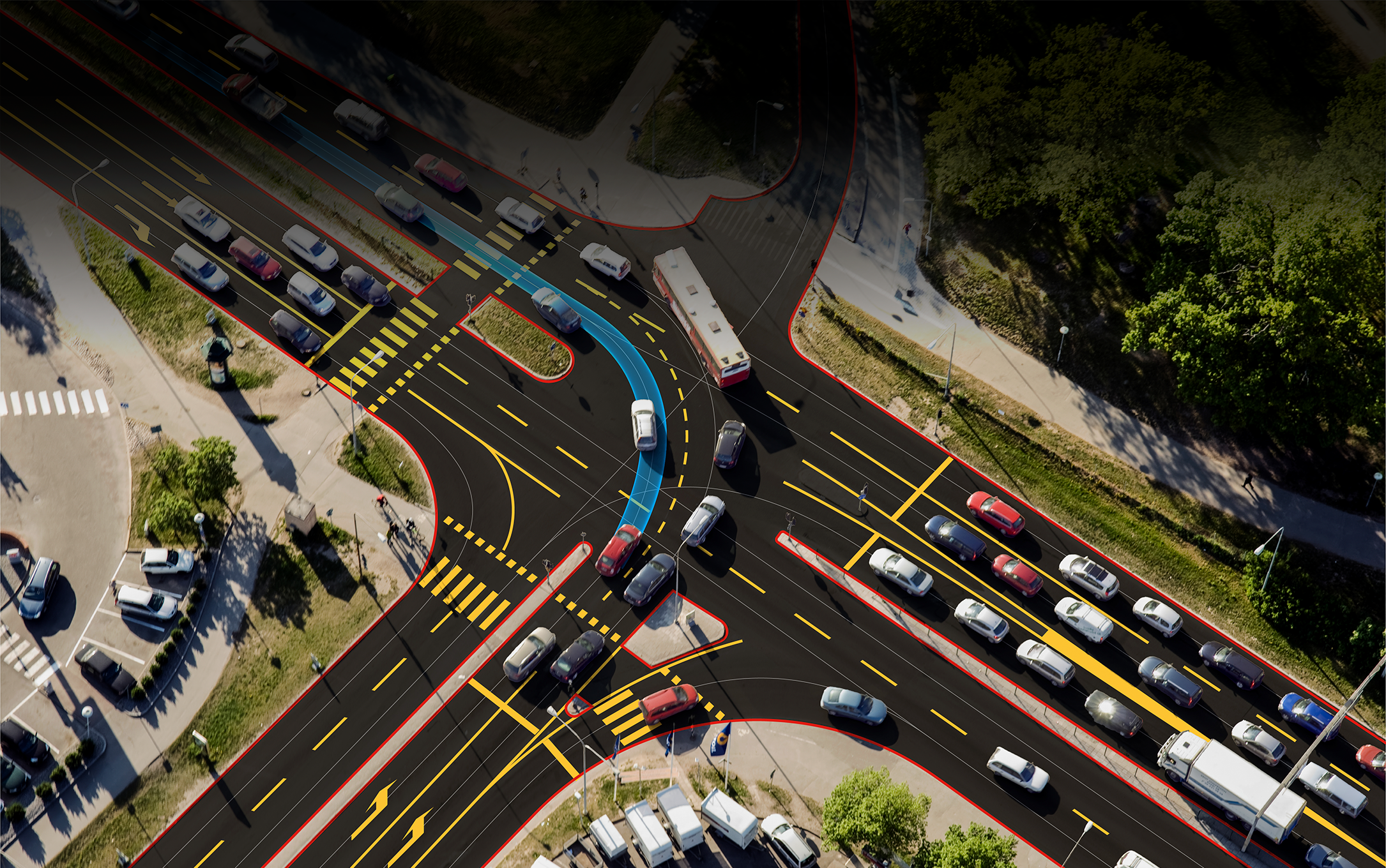 high view of the busy roads