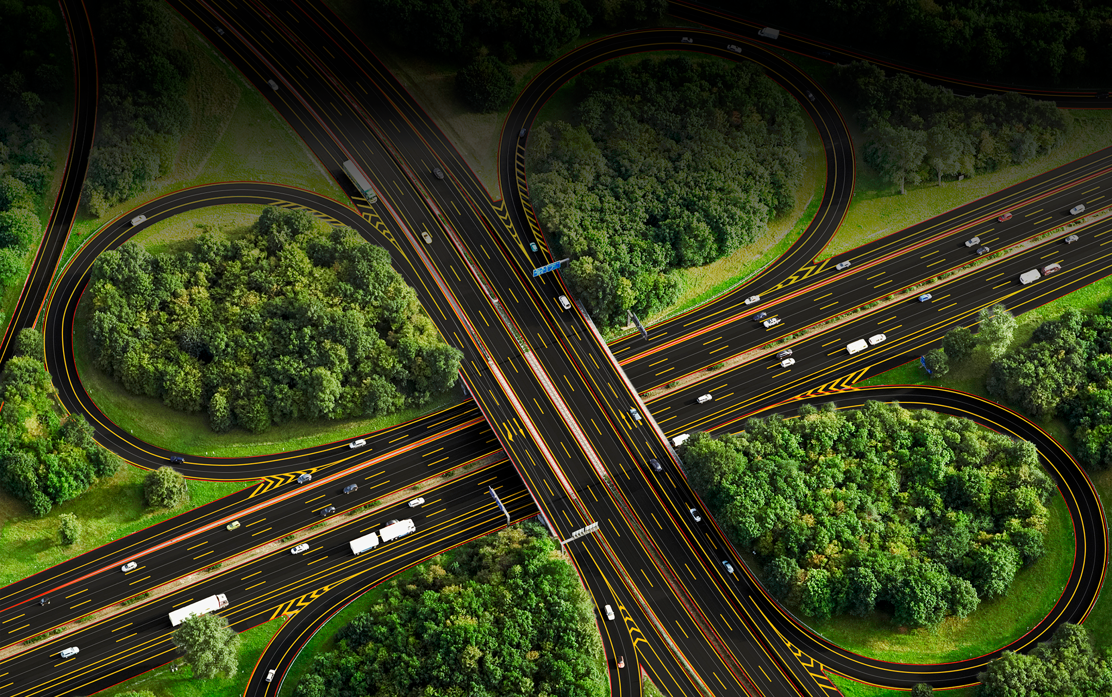 bird view image of highways