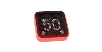 Red digital counter displaying the number 50 with two yellow dots beneath it.