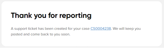 customer support thank you for reporting