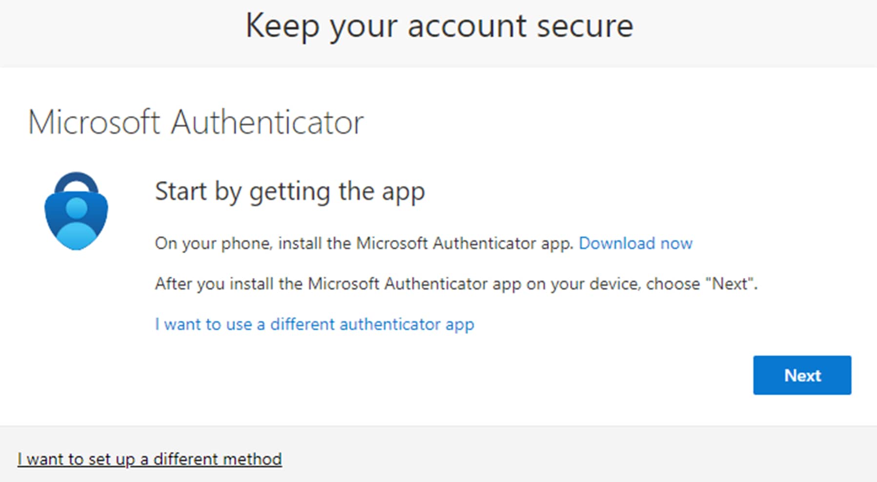 This graphic shows the screen for enabling multifactor authentication