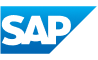 SAP logo featuring white letters "SAP" on a blue triangular background.