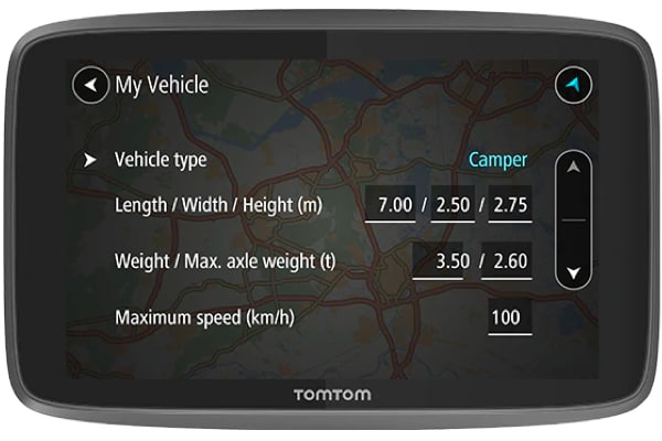 TomTom navigasjonsenhet for campingbilen GO Camper Tour